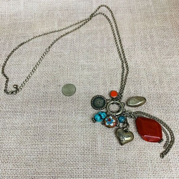 Silver Boho Charm Necklace Southwest - Picture 1 of 2